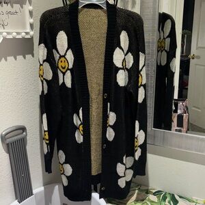 Black Daisy Cardigan Sweater